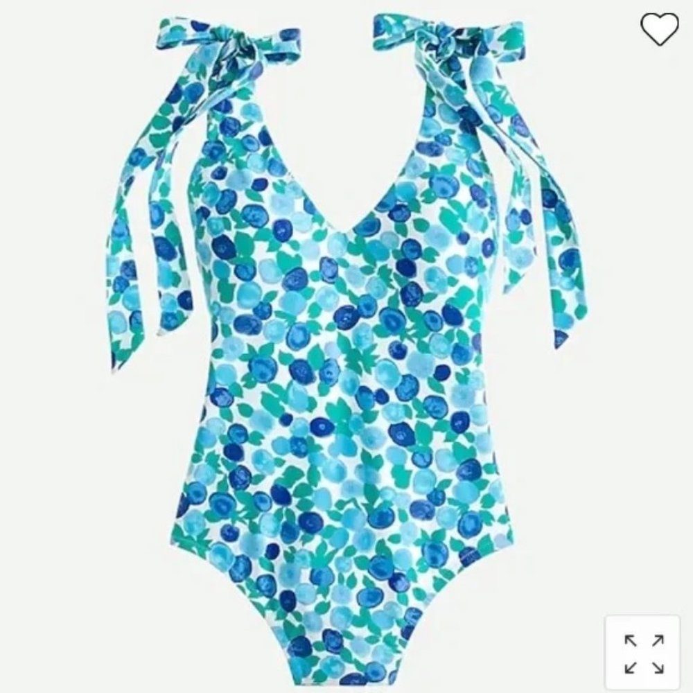 J. CREW Eco bow one-piece in blueberry floral